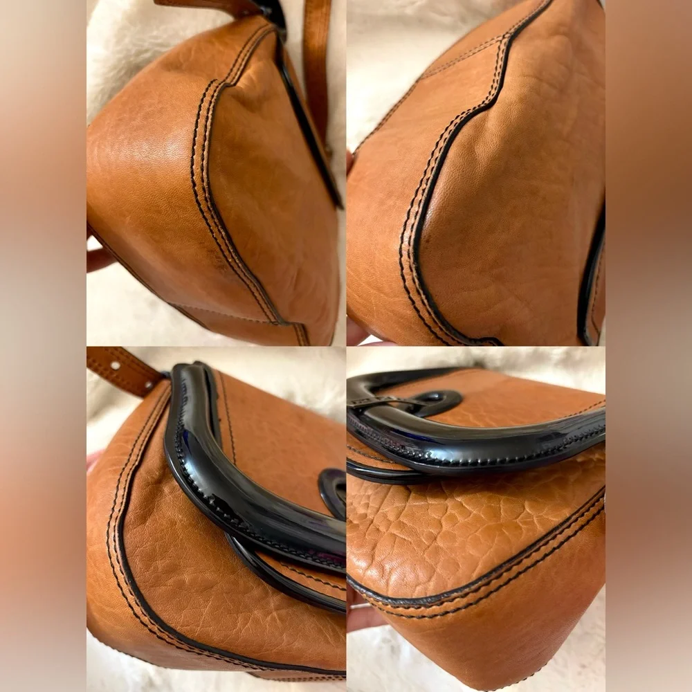 Auth🌷Fendi🌷 Zucca Shoulder Bag Nappa B Bis Patent Trim Pochette/Flap Bag⚡️ - Picture 14 of 16